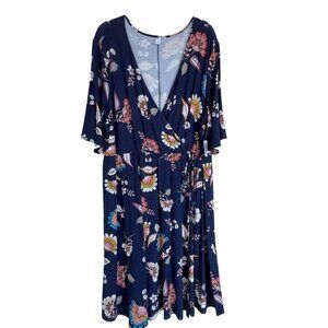NWT Old Navy 3X NAVY Floral Faux Wrap Dress
